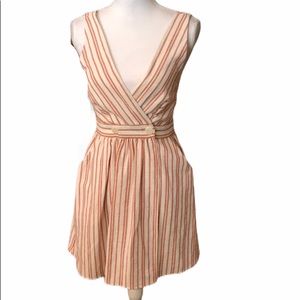 Zara tfr collection striped 2 button V neck mini